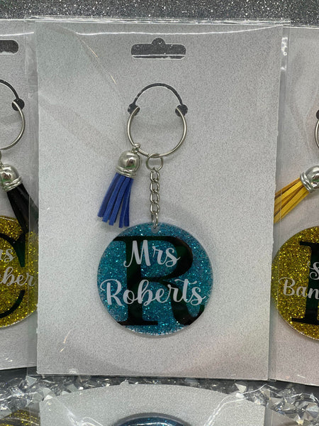 Acrylic Keyring With Name & Initial