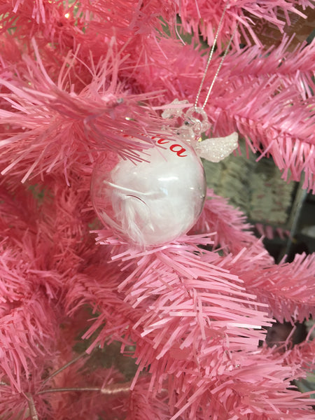 Feather Filled Glass Angel Decoration