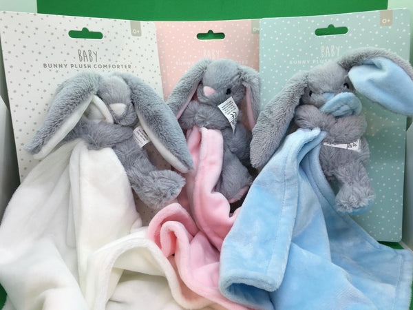 Bunny Baby Comforter holding blanket