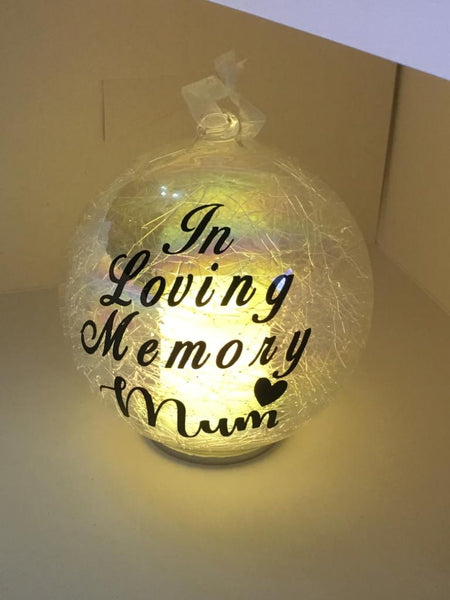 Memorial LED Glass Candle Bauble “In Loving Memory”