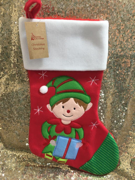 Deluxe Boy Elf Christmas Stocking