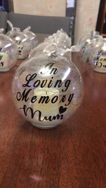 Memorial LED Glass Candle Bauble “In Loving Memory”