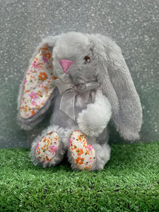 Small Grey Bunny Teddy With Patterned Ears