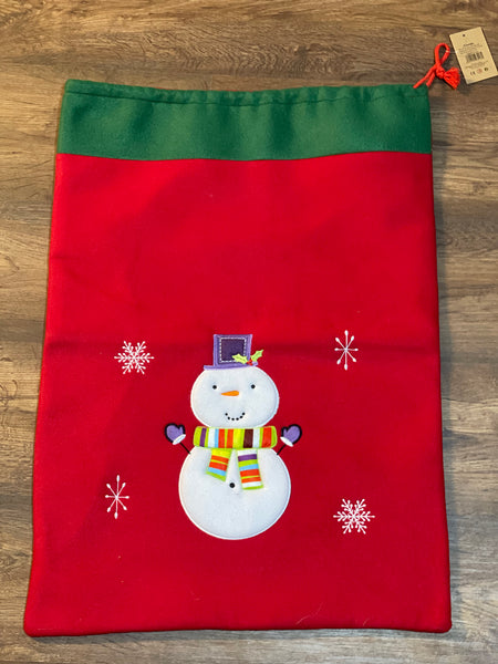 Snowman Red Christmas Sack