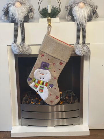 Deluxe Hessian Snowman Stocking