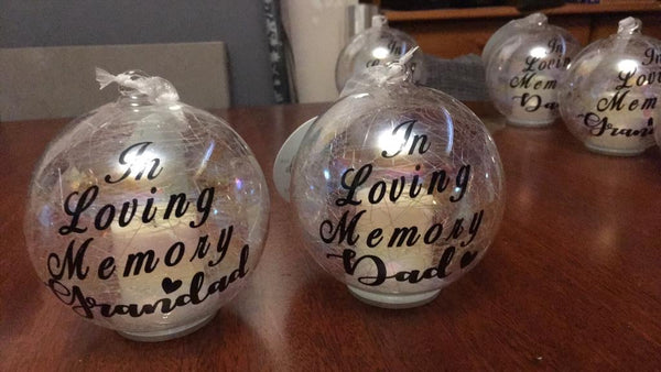 Memorial LED Glass Candle Bauble “In Loving Memory”