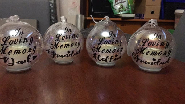 Memorial LED Glass Candle Bauble “In Loving Memory”