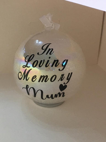 Memorial LED Glass Candle Bauble “In Loving Memory”