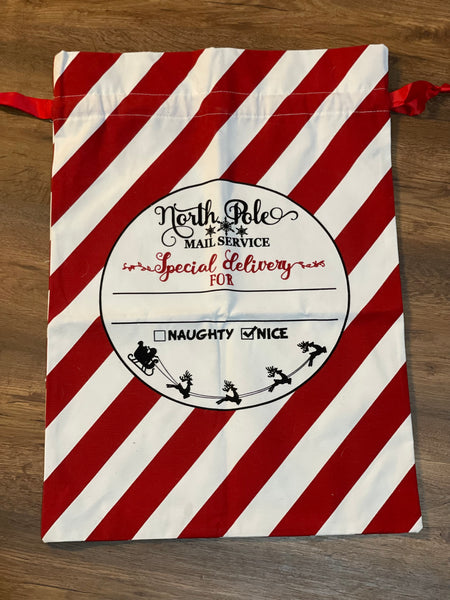 Red & White Striped Christmas Sack