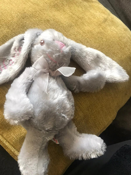 Small Grey Bunny Teddy With Patterned Ears