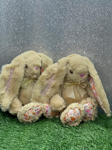 Small Brown Bunny Teddy With Patterned Ears