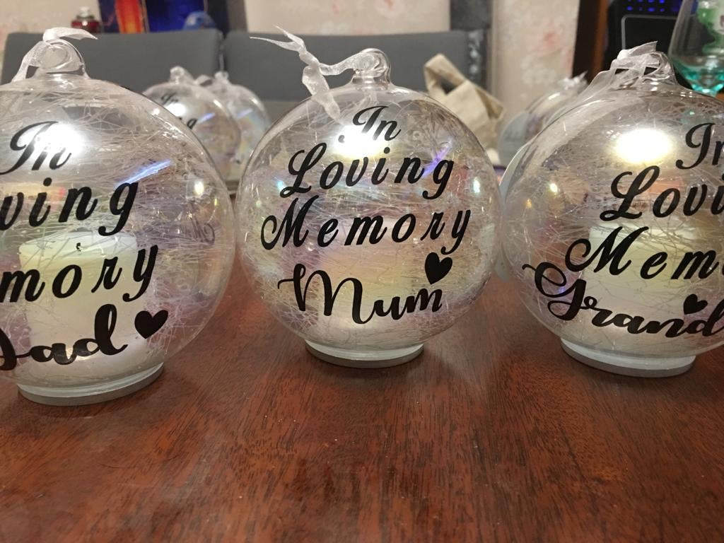 Memorial LED Glass Candle Bauble “In Loving Memory”