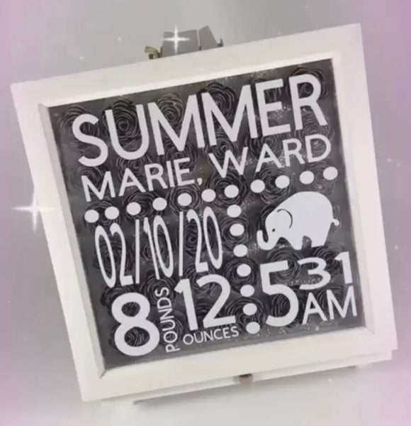 Birth Announcement 3D Flower Shadow Box Frame