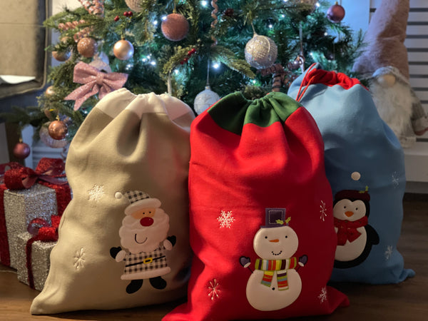 Snowman Red Christmas Sack