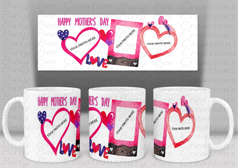 Pink Heart Happy Mother's Day Photo Mug