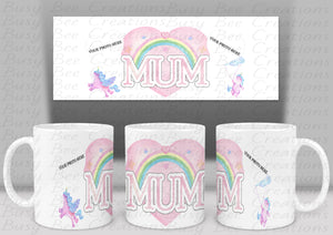 Mum Unicorn Pastel Colours Photo Mug