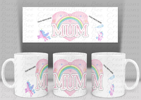 Mum Unicorn Pastel Colours Photo Mug