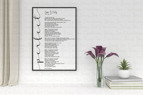 Song Lyrics Print "Perfect" by Ed Sheeran